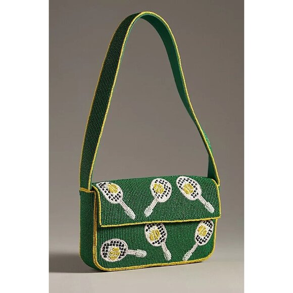 The Fiona Beaded Shoulder Bag: Tennis Edition Green - Picture 1 of 3